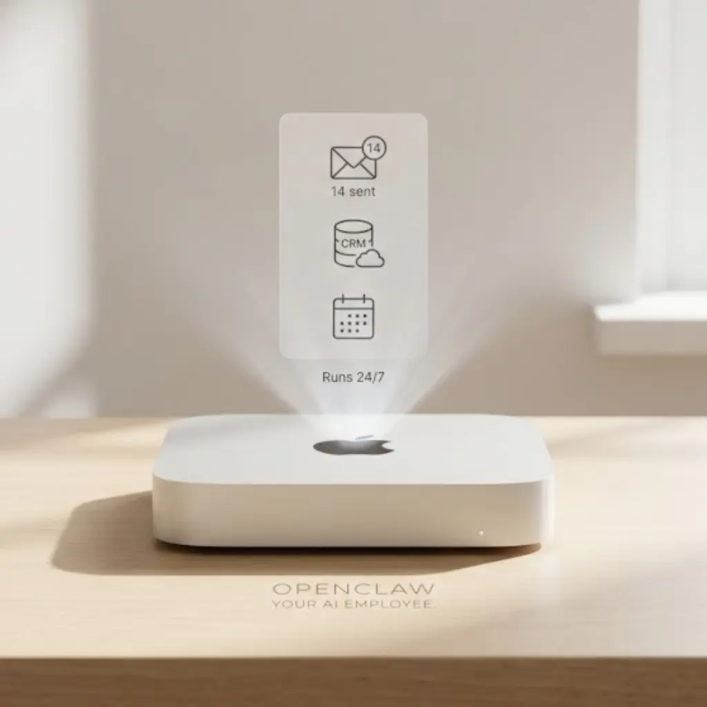 Mac Mini running OpenClaw — emails sent, CRM synced, calendar managed, runs 24/7